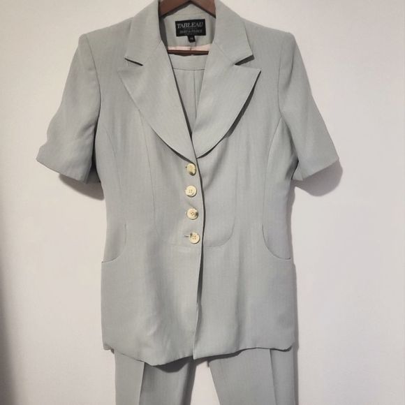 Vintage business look set jacket and pants size 14 modifies gray - Picture 1 of 9